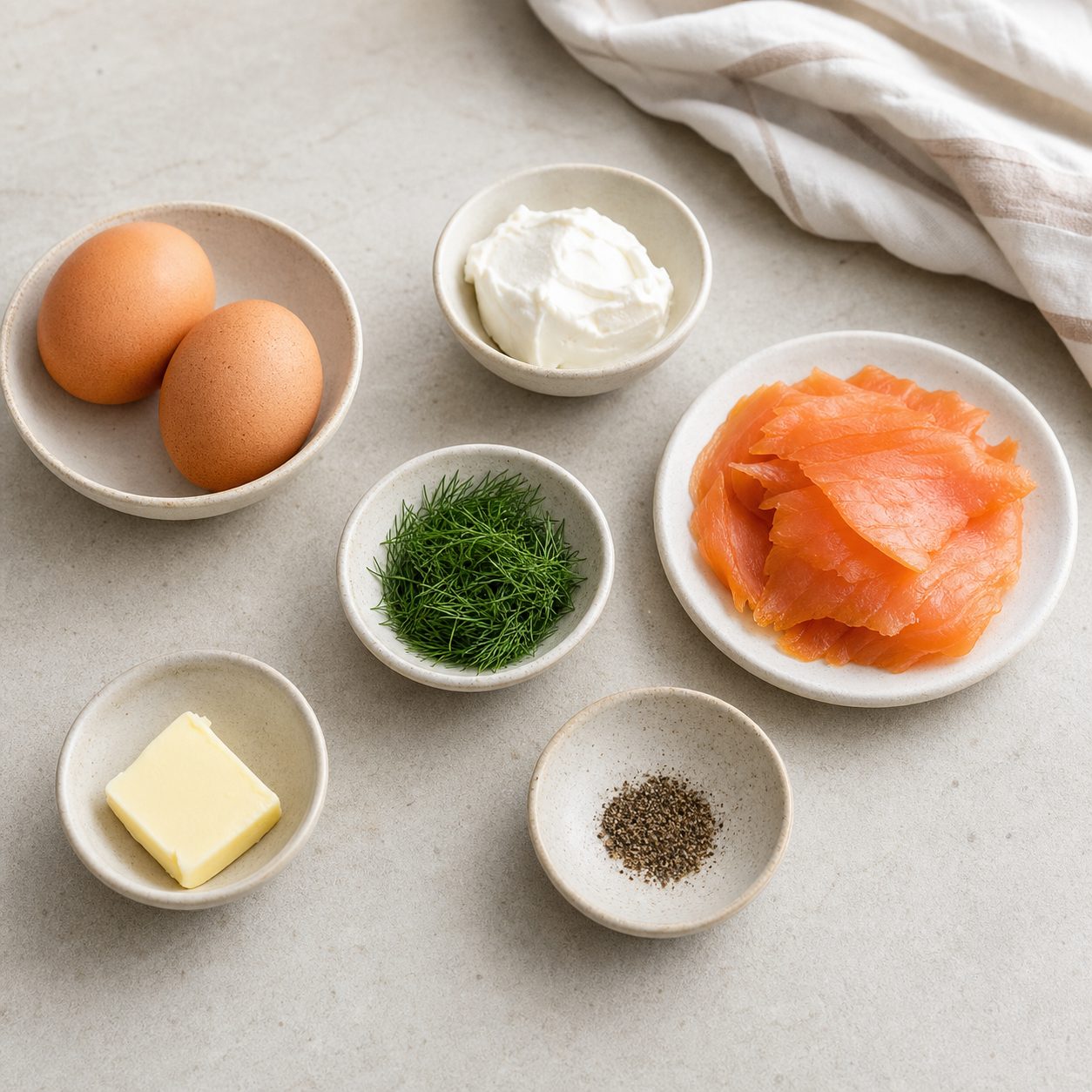 Zutaten Lachs-Dill-Wolkenomelett