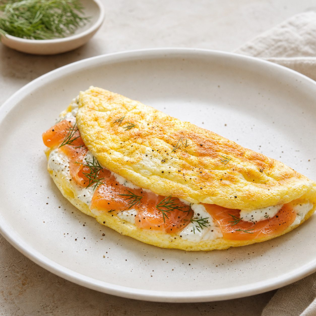 Lachs-Dill-Wolkenomelett