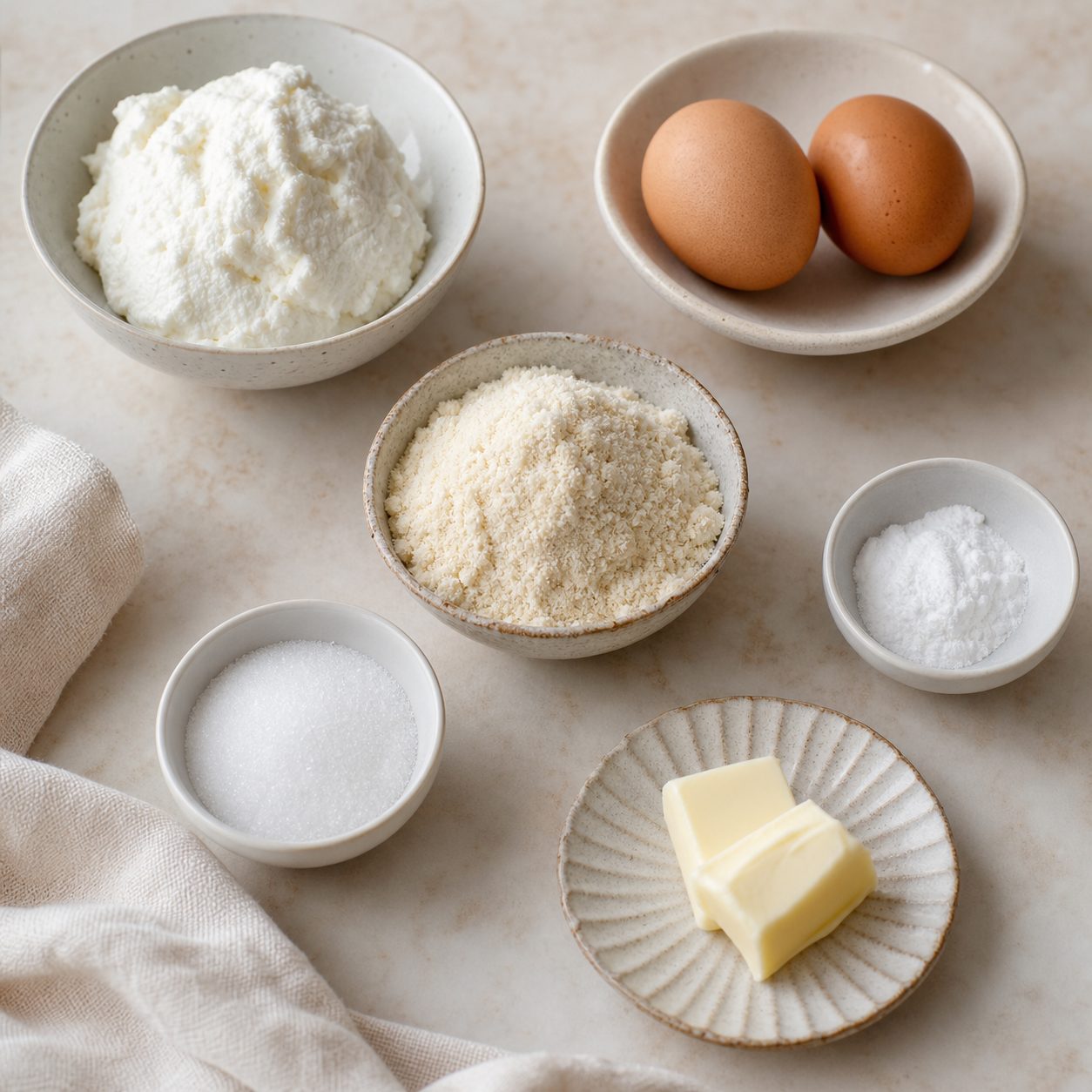 Zutaten für Mandel-Quark-Pancakes