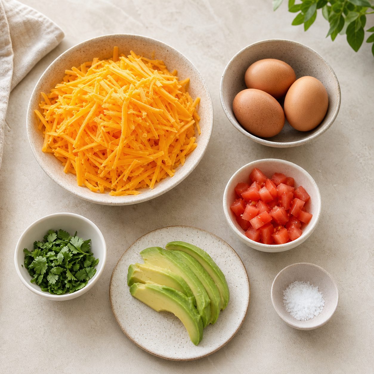 Zutaten für Frühstückstacos aus Käse