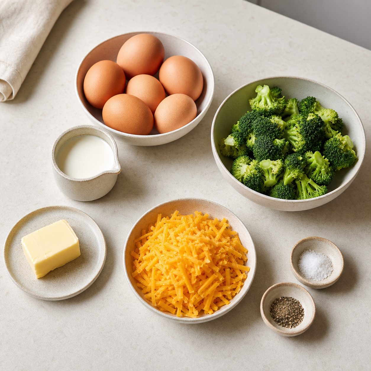 Zutaten für Brokkoli-Cheddar-Frittata