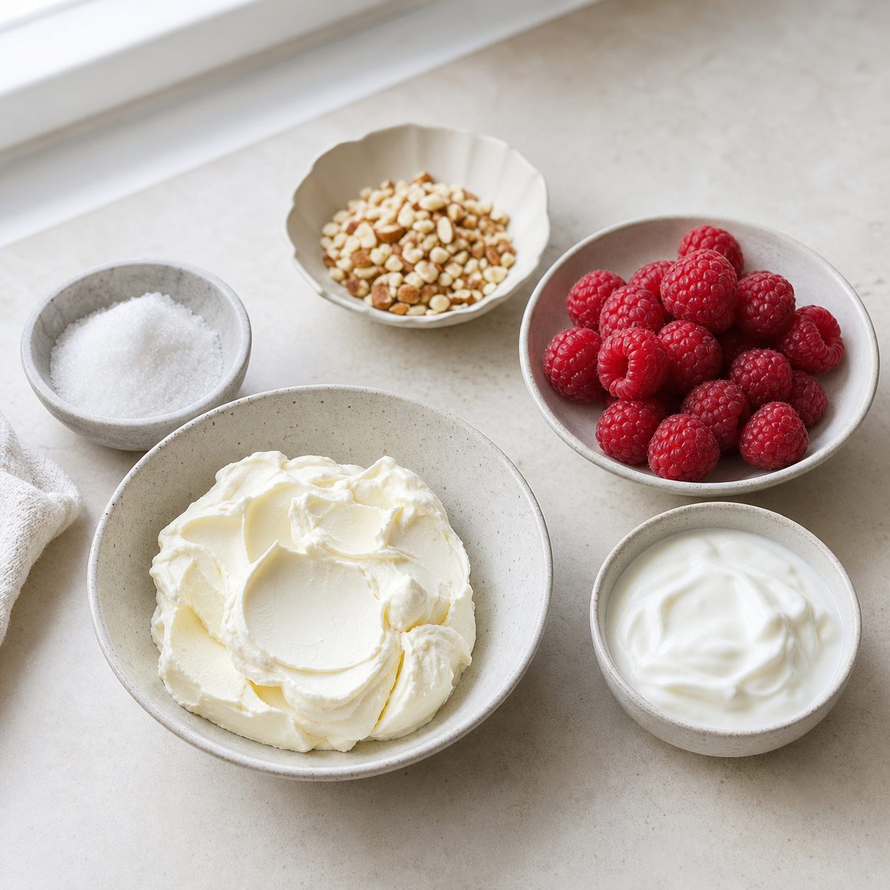 Zutaten für Himbeer-Mascarpone-Schale