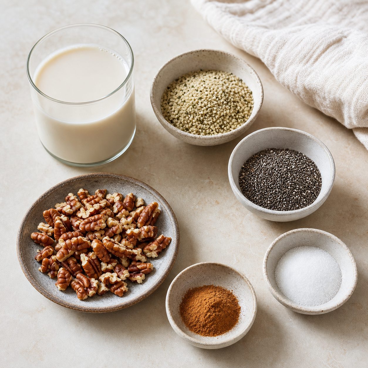 Zutaten für Zimt-Pekan-Hanfporridge