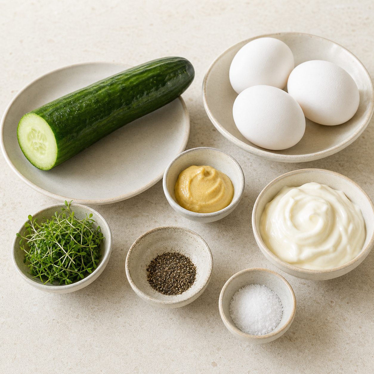 Zutaten für Eiersalat-Gurkenhäppchen