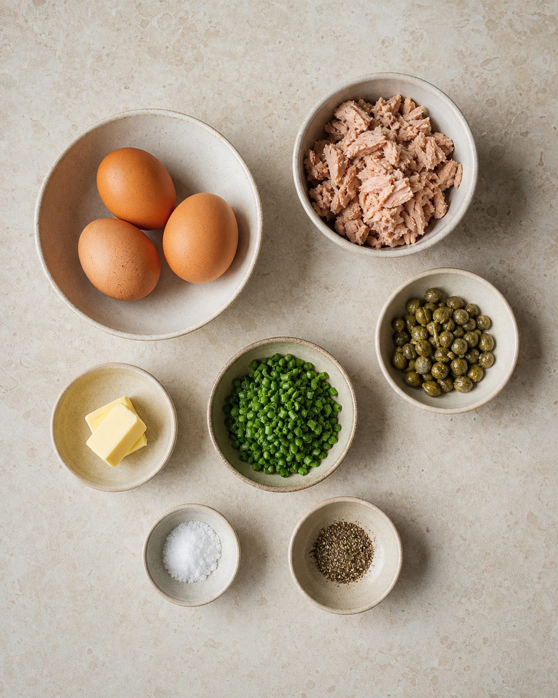 Zutaten für Thunfisch-Kapern-Omelett
