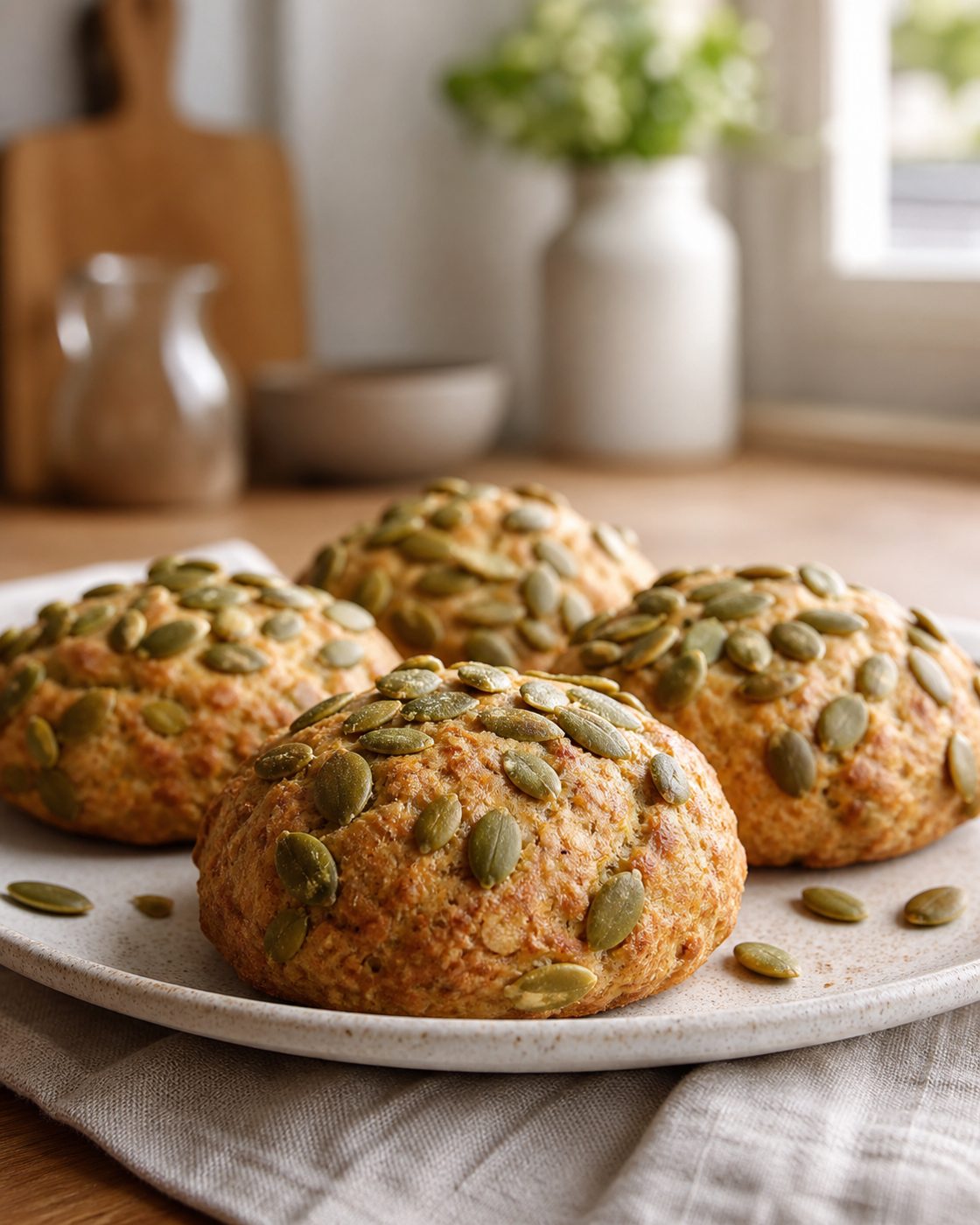 Kürbiskern-Hüttenkäse-Brötchen