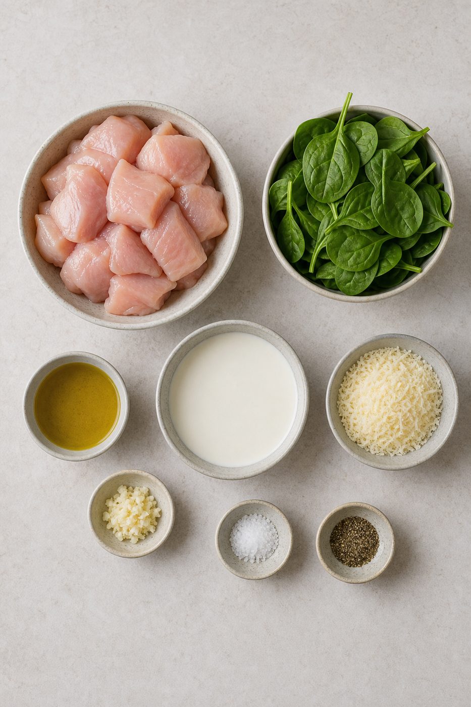 Zutaten für Cremige Hähnchen-Spinat-Pfanne