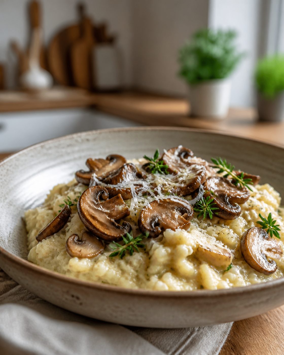 Pilz-Parmesan-Blumenkohlrisotto