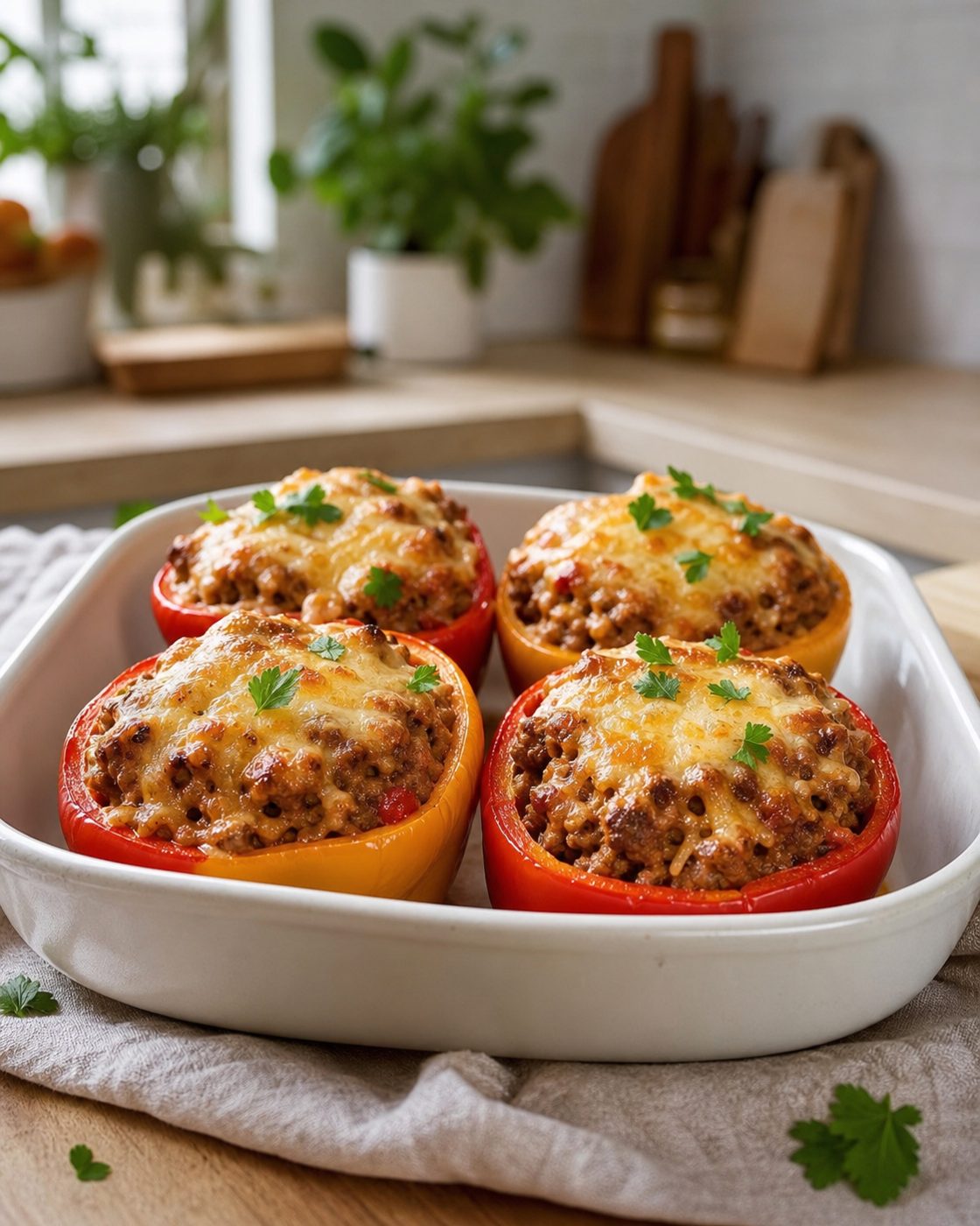 Gefüllte Paprika mit Putenhack