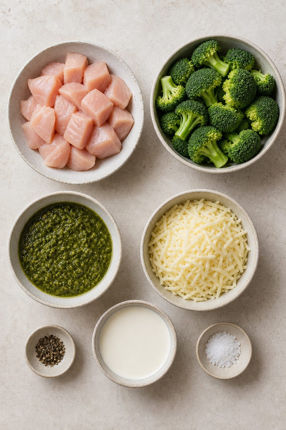 Zutaten für Hähnchen-Pesto-Brokkoli-Auflauf
