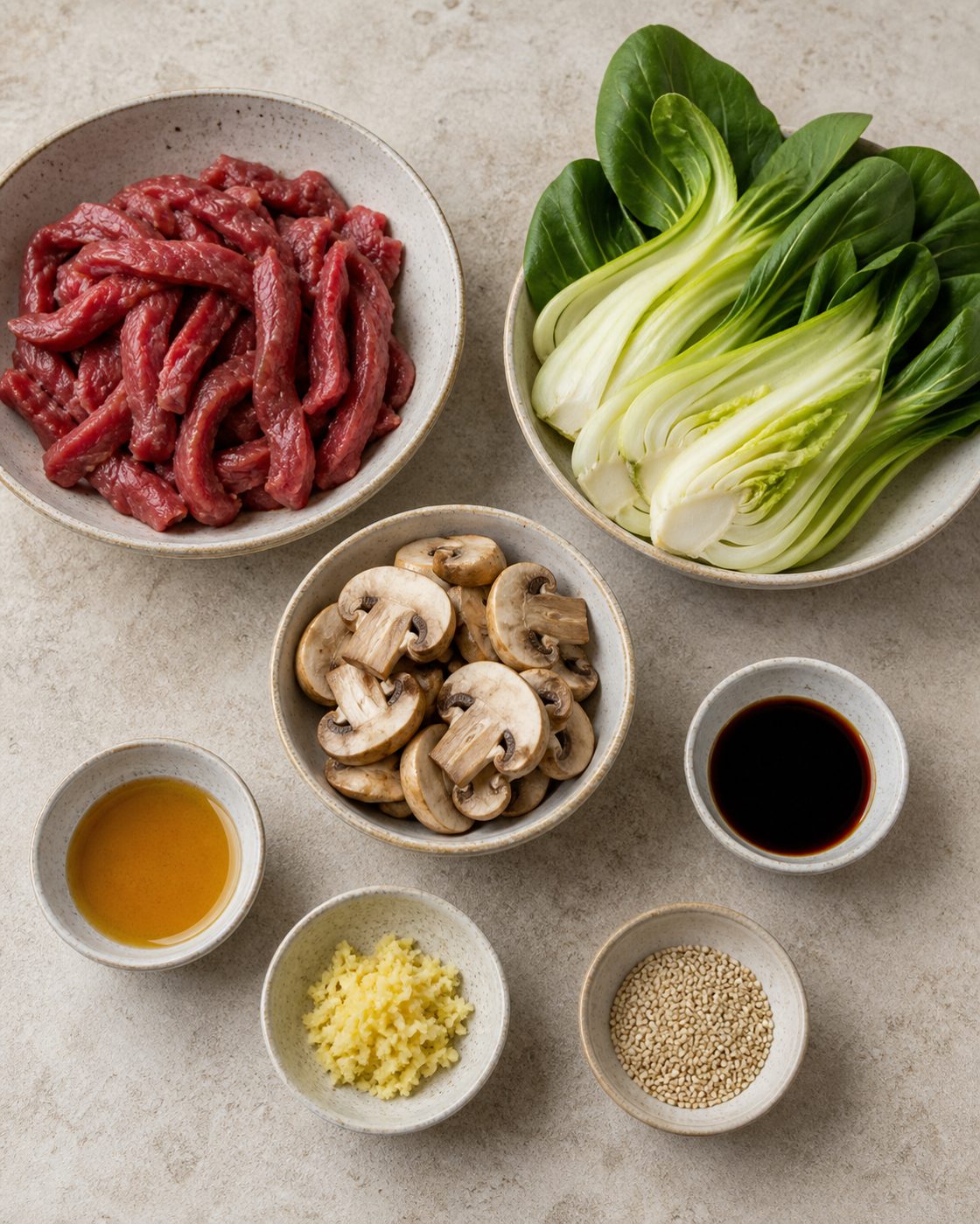 Zutaten für Ingwer-Rind mit Pak Choi