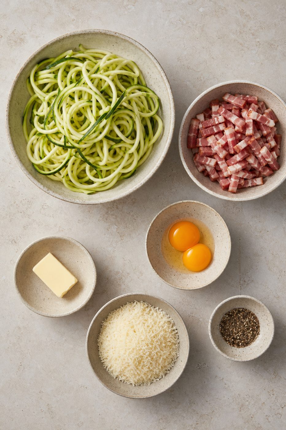 Zutaten für Zucchini-Carbonara