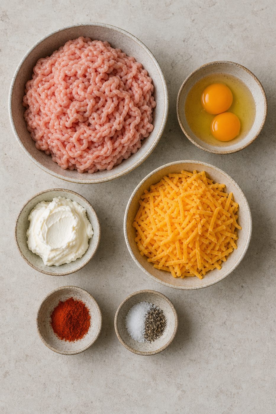 Zutaten für Puten-Cheddar-Hackmuffins