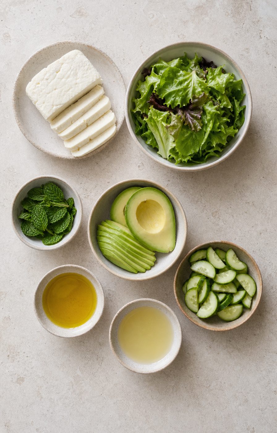Zutaten für Halloumi-Avocado-Salat