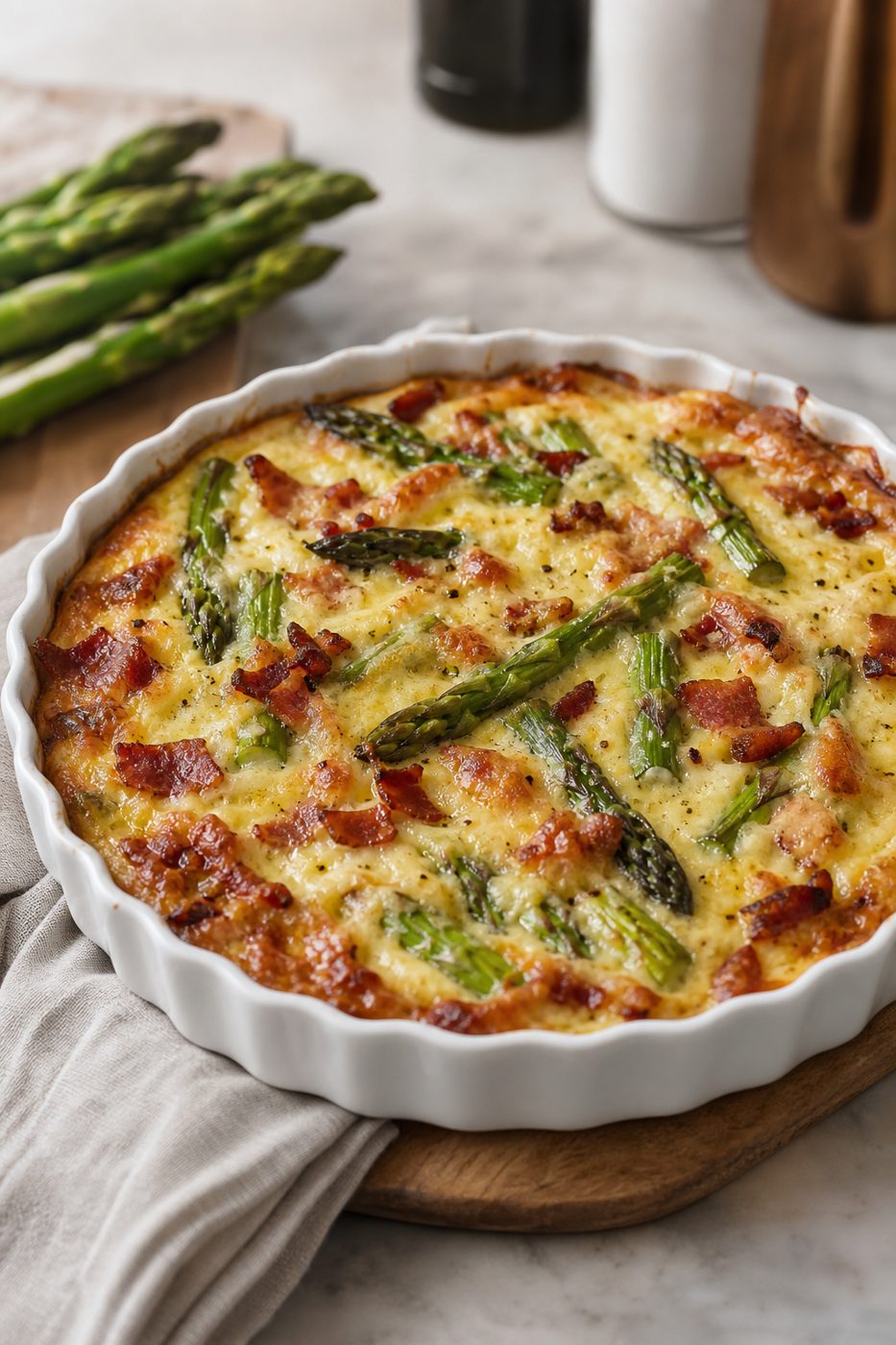 Spargel-Speck-Quiche ohne Boden
