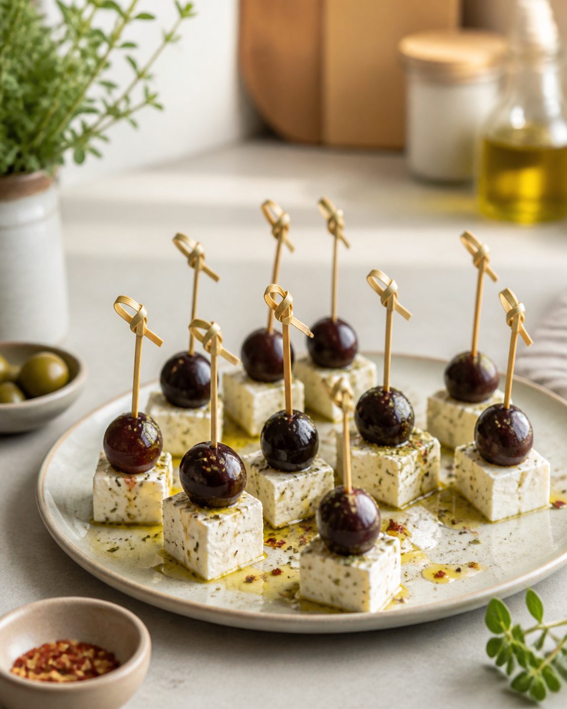 Oliven-Feta-Kräuterbissen