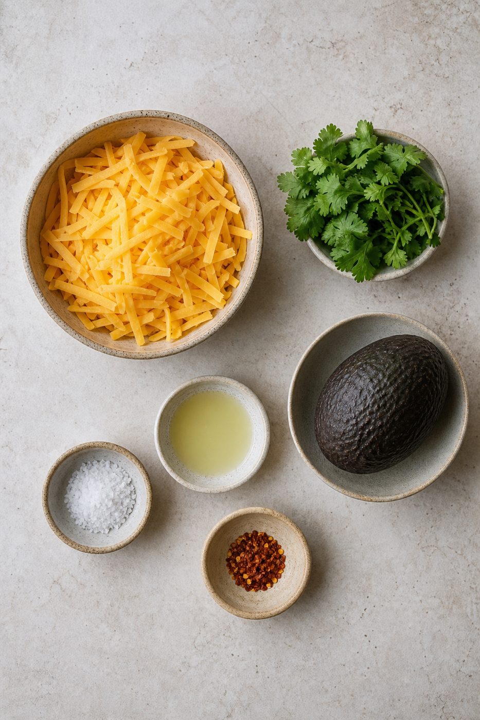 Zutaten für Cheddar-Chips mit Guacamole