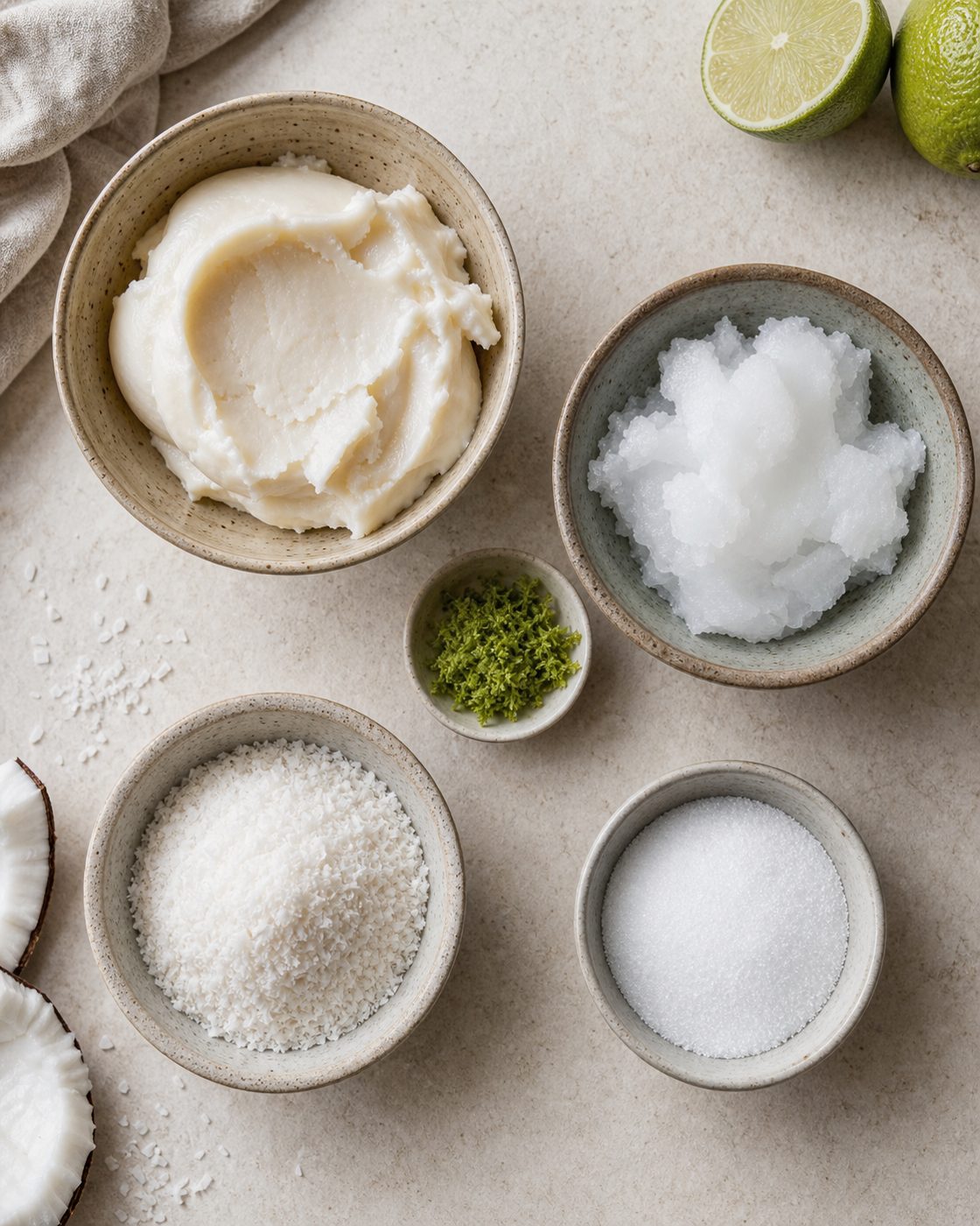 Zutaten für Kokos-Limetten-Fat-Bombs