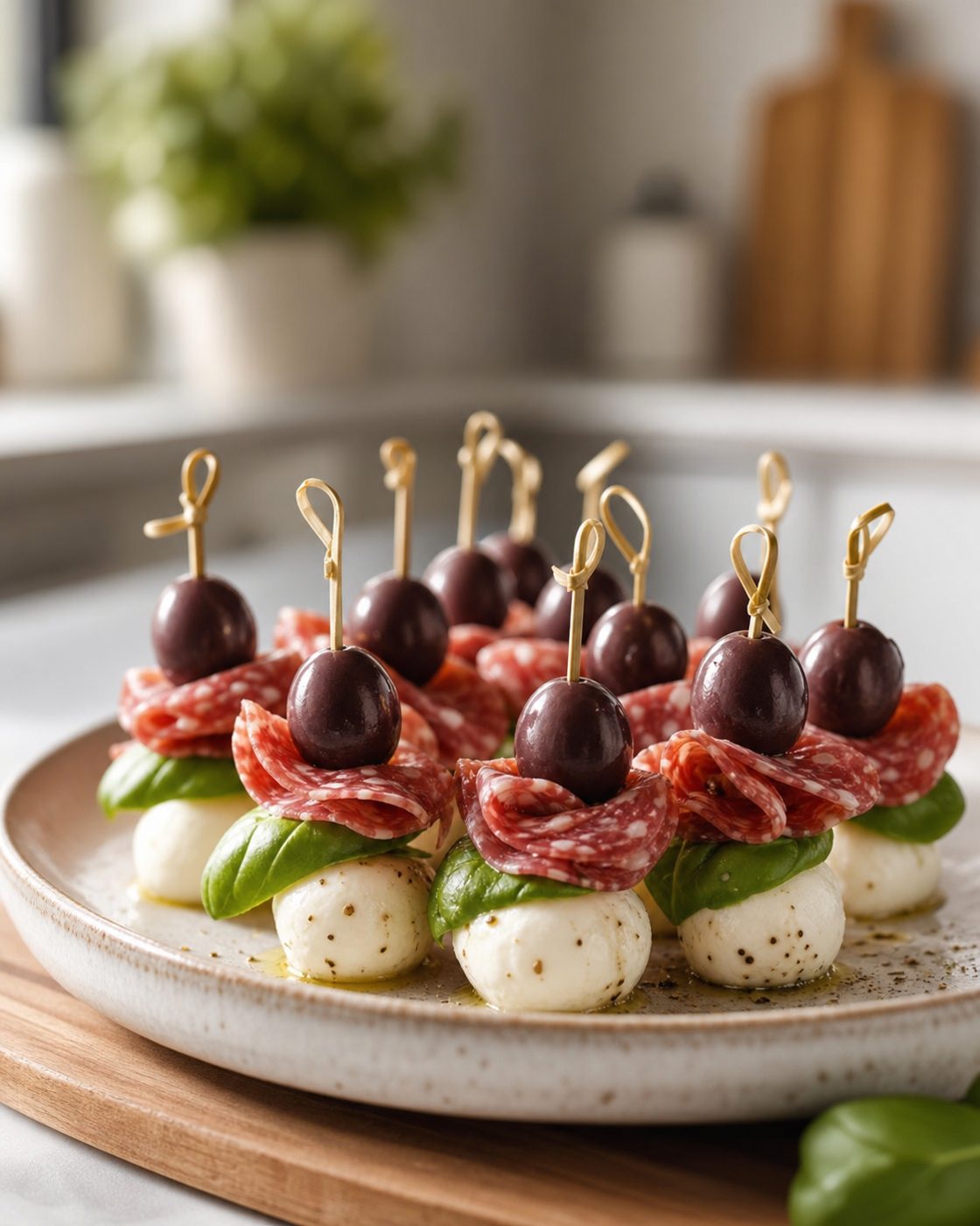 Salami-Mozzarella-Spieße