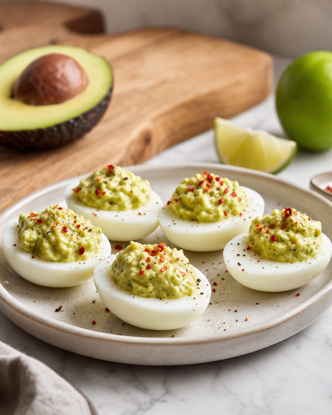 Avocado-Eier mit Chili