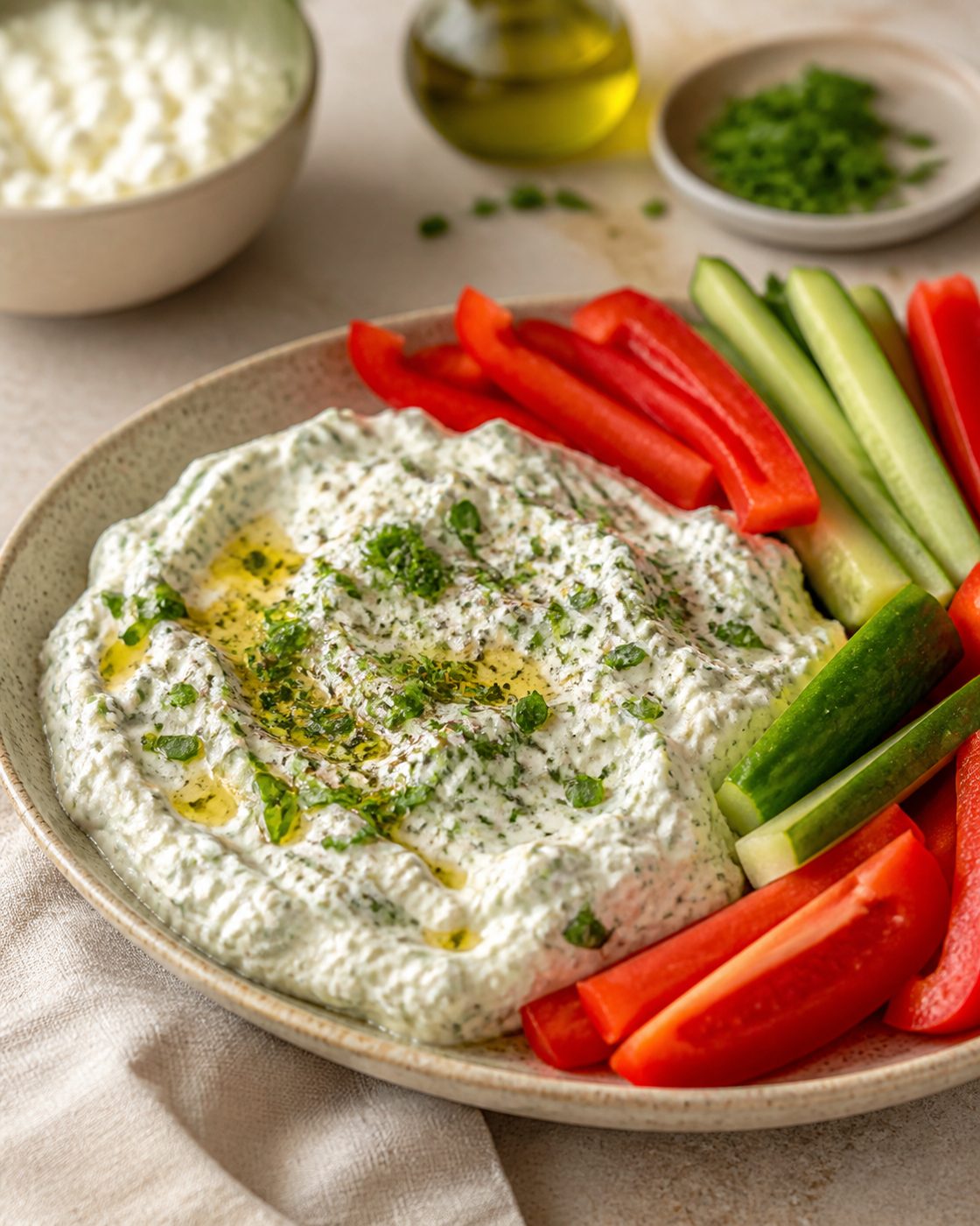 Kräuter-Hüttenkäse-Dip