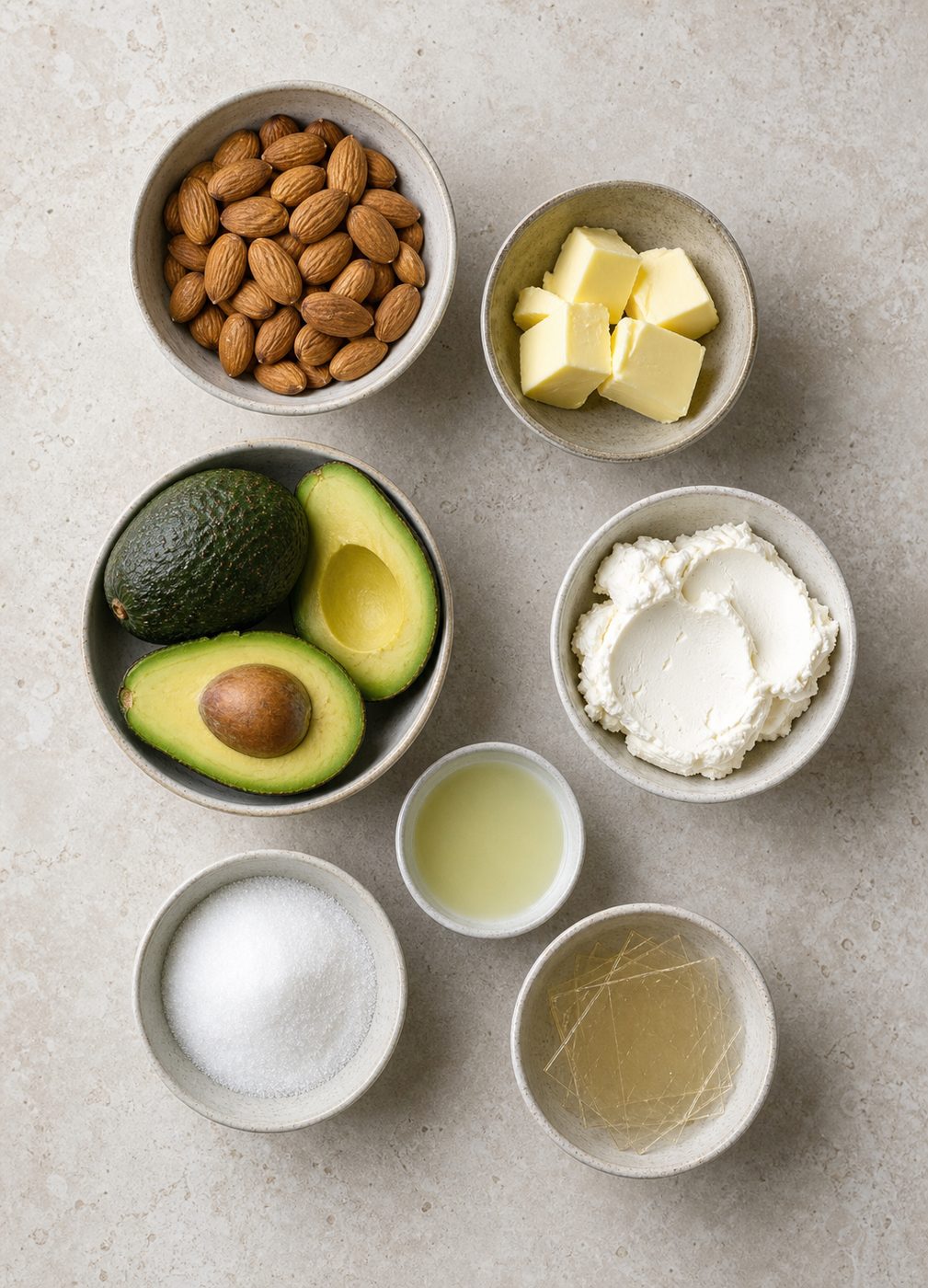 Zutaten für Limetten-Avocado-Törtchen ohne Backen