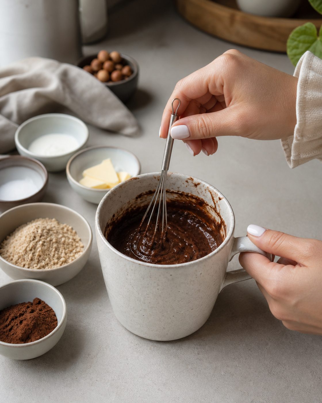 Schritt 2: Die Tasse in die Mikrowelle stellen und kurz garen.