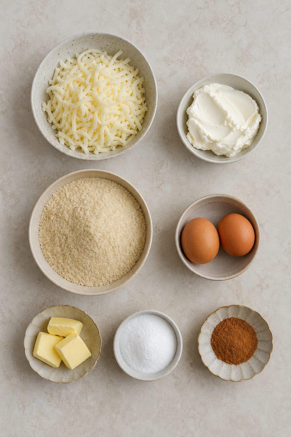 Zutaten für Zimtrollen aus Mozzarella-Mandel-Teig