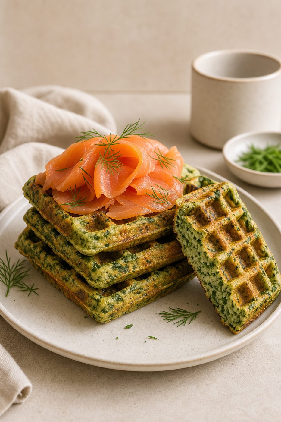 Räucherlachs-Spinat-Waffeln