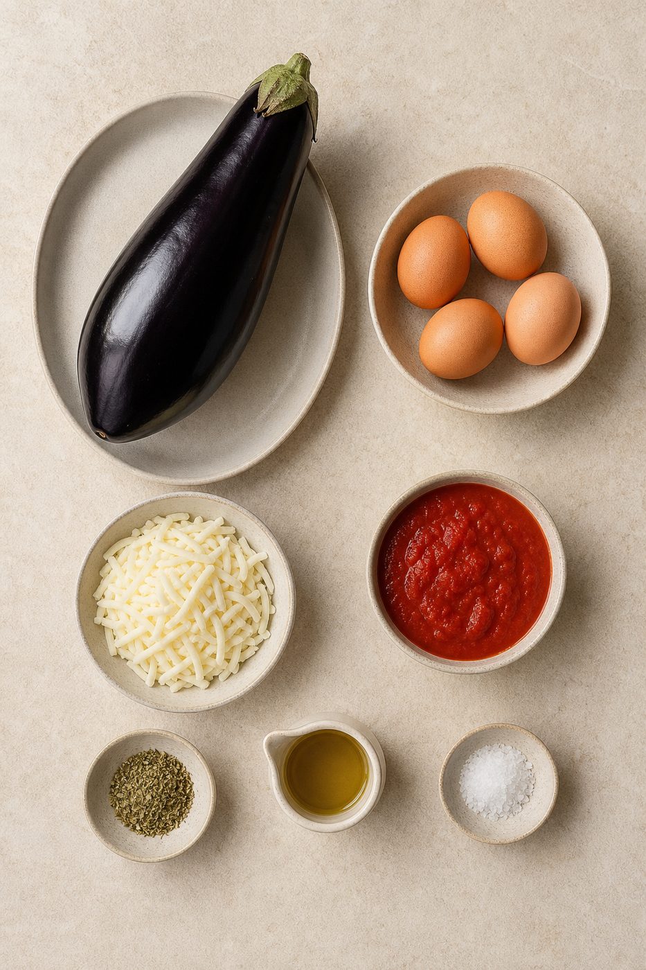 Zutaten für Auberginen-Frühstückspizza