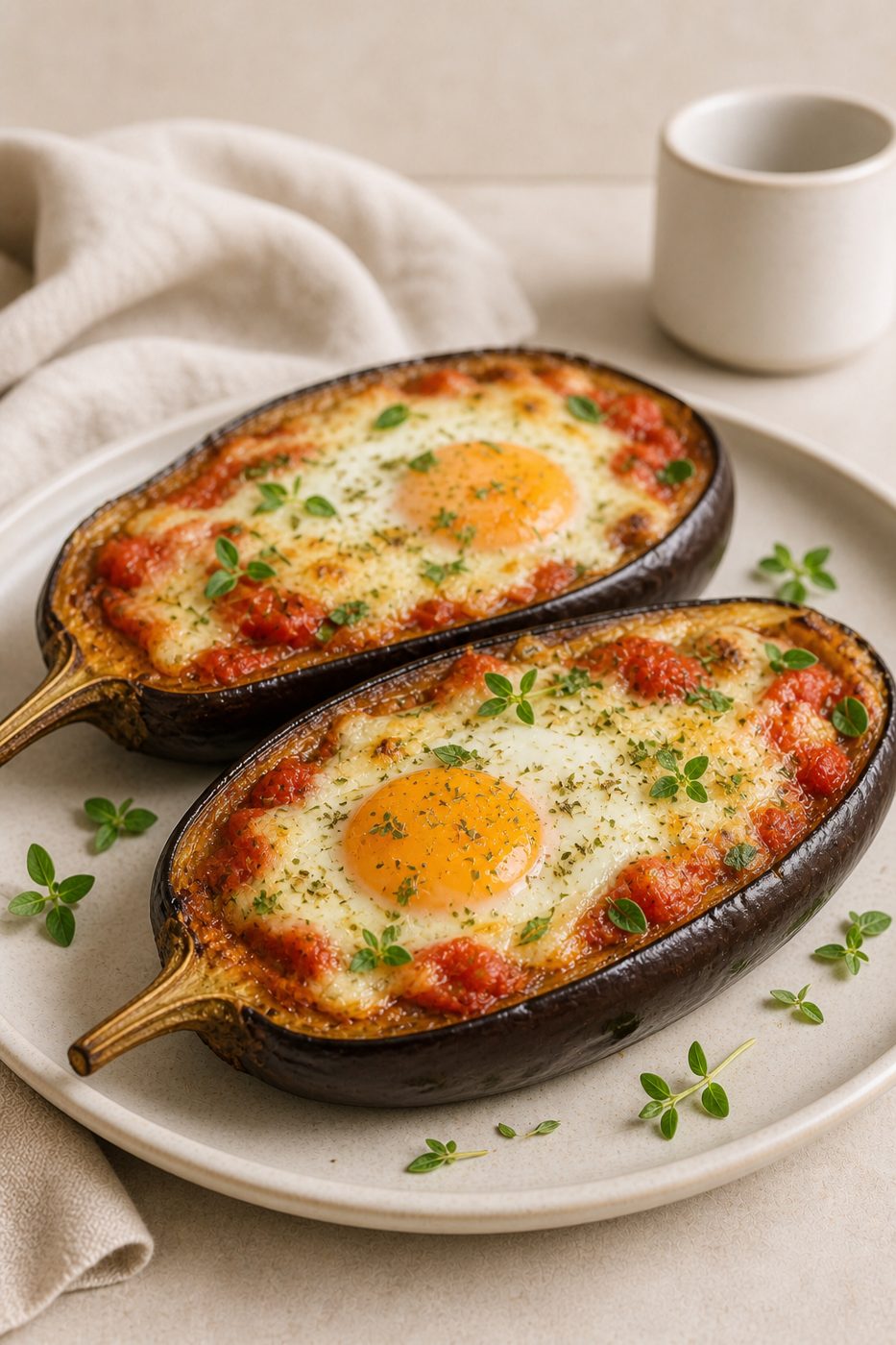 Auberginen-Frühstückspizza