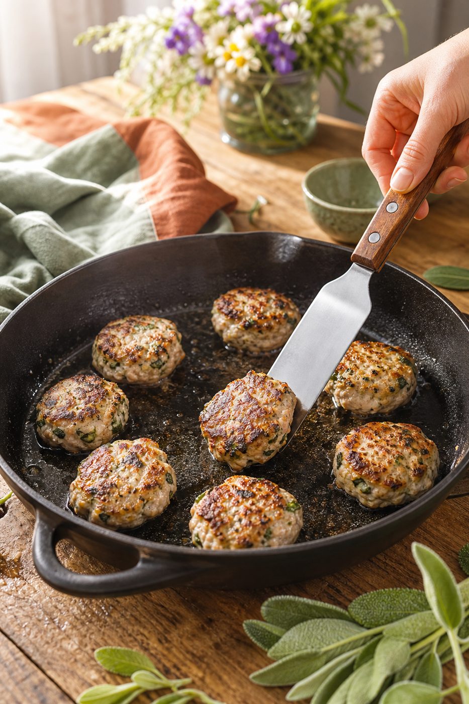 Schritt 2: Die Patties im Olivenöl von beiden Seiten goldbraun braten.