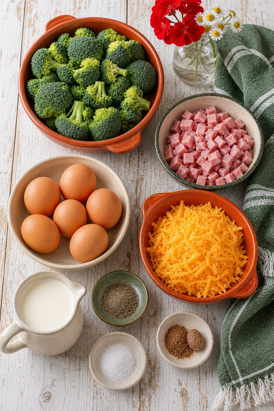 Zutaten für Brokkoli-Schinken-Frühstücksgratin