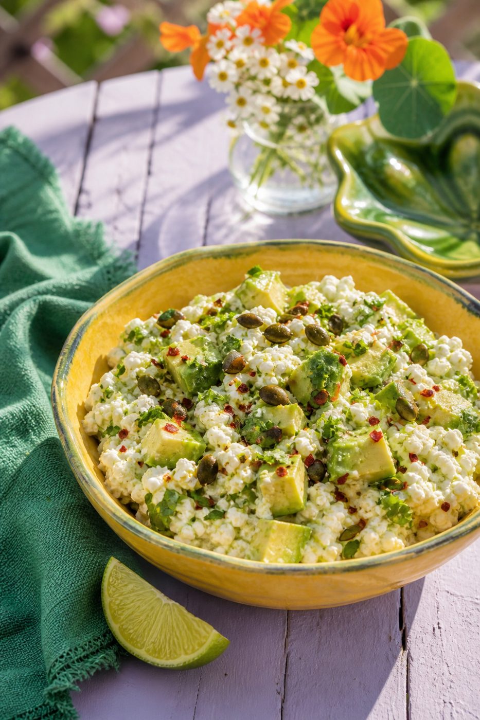 Avocado-Limetten-Hüttenkäse