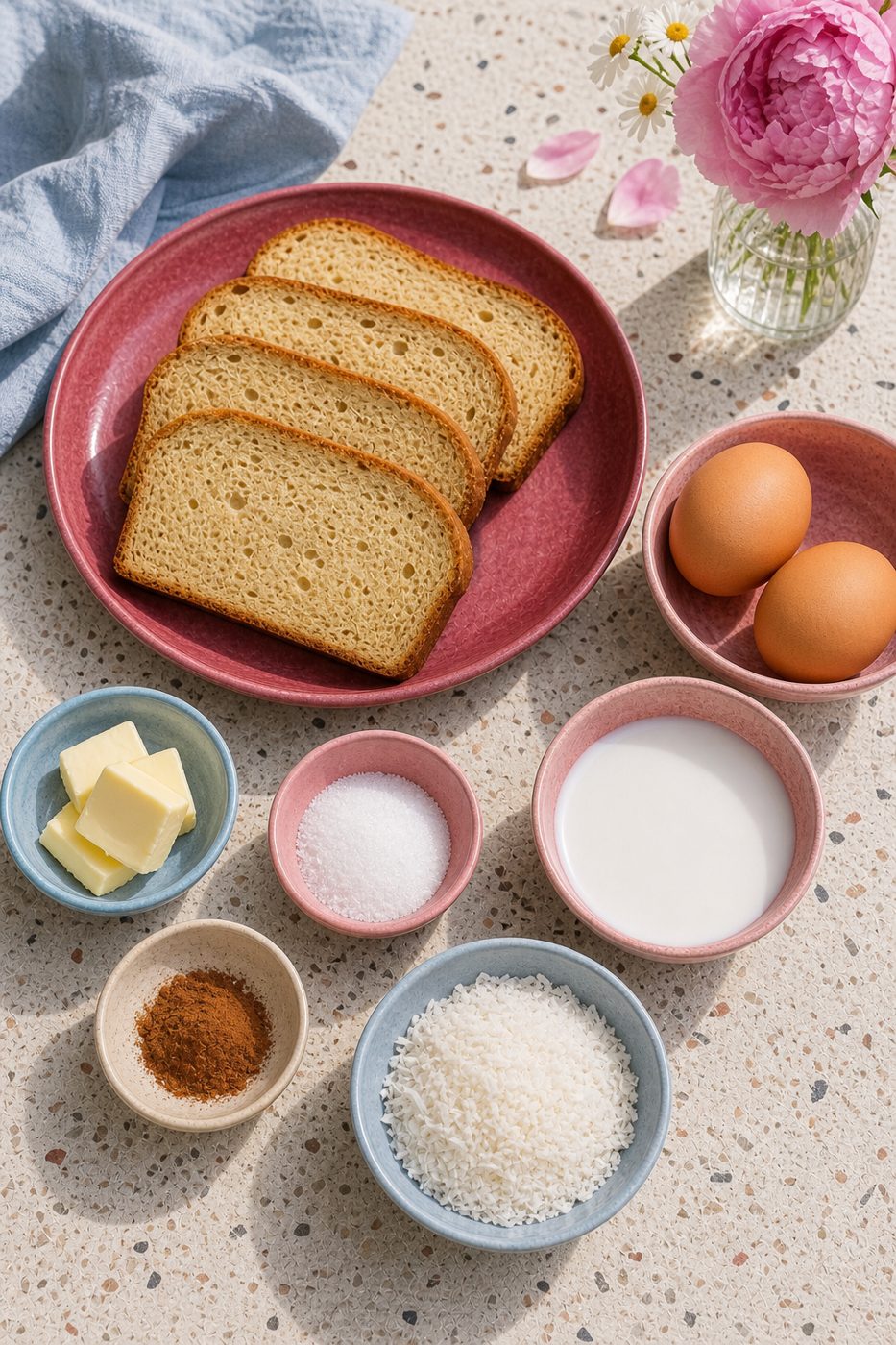 Zutaten für Kokos-Mandel-French-Toast