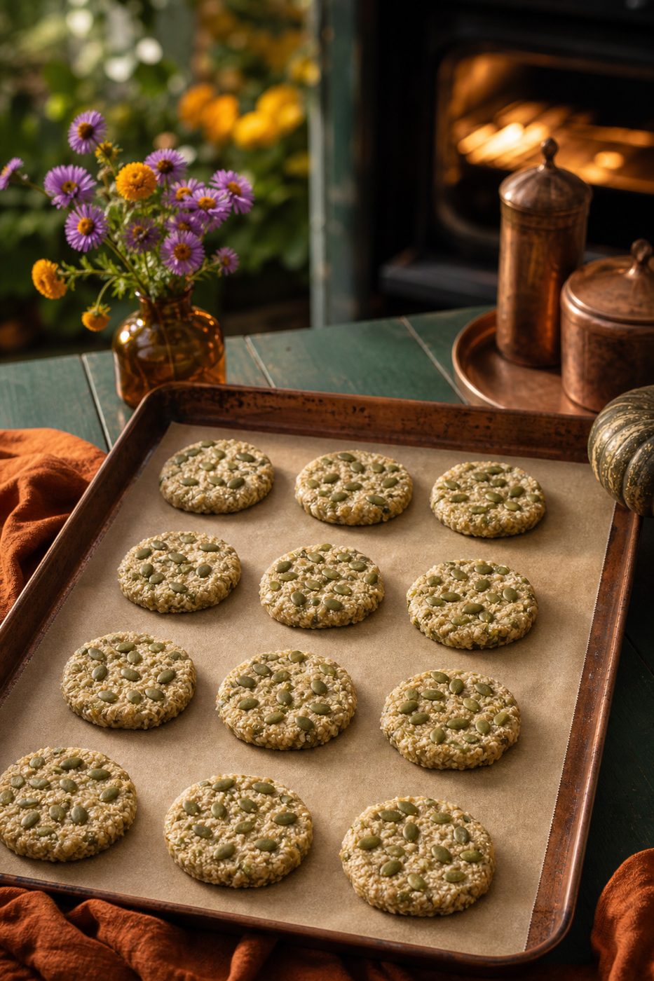 Schritt 2: Zwölf flache Kekse formen und auf dem Blech backen.