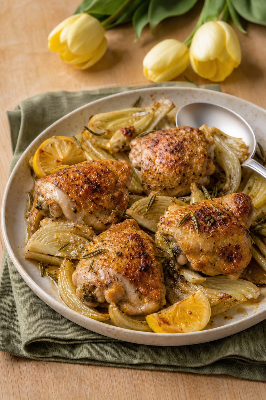 Zitronen-Rosmarin-Hähnchen mit Fenchel