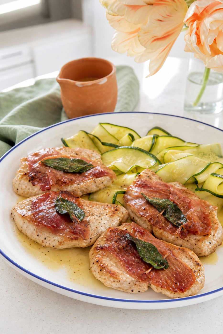 Puten-Saltimbocca mit Zucchini