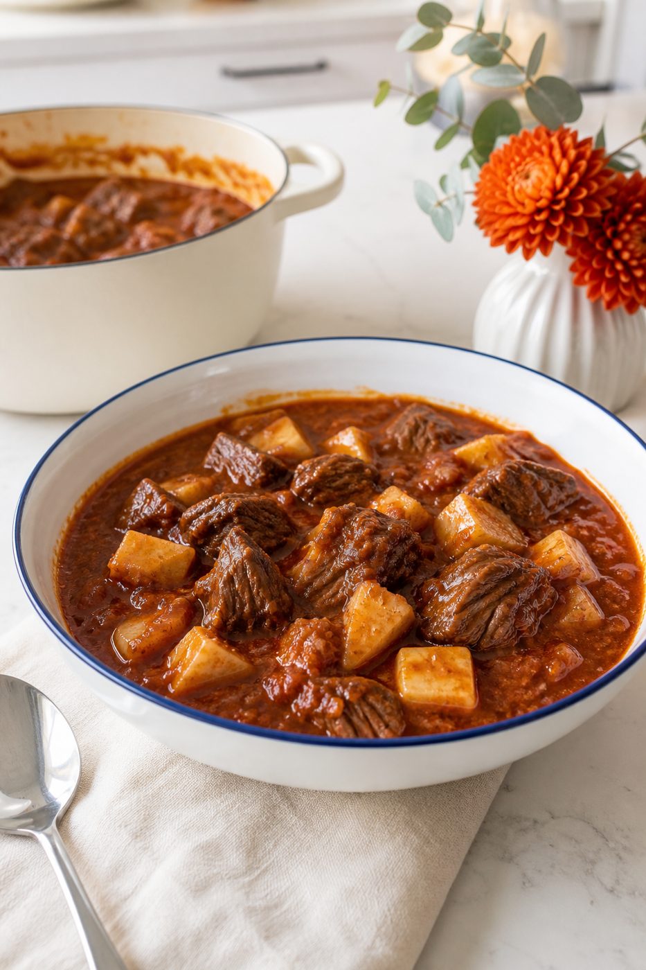 Rindergulasch mit Selleriewürfeln