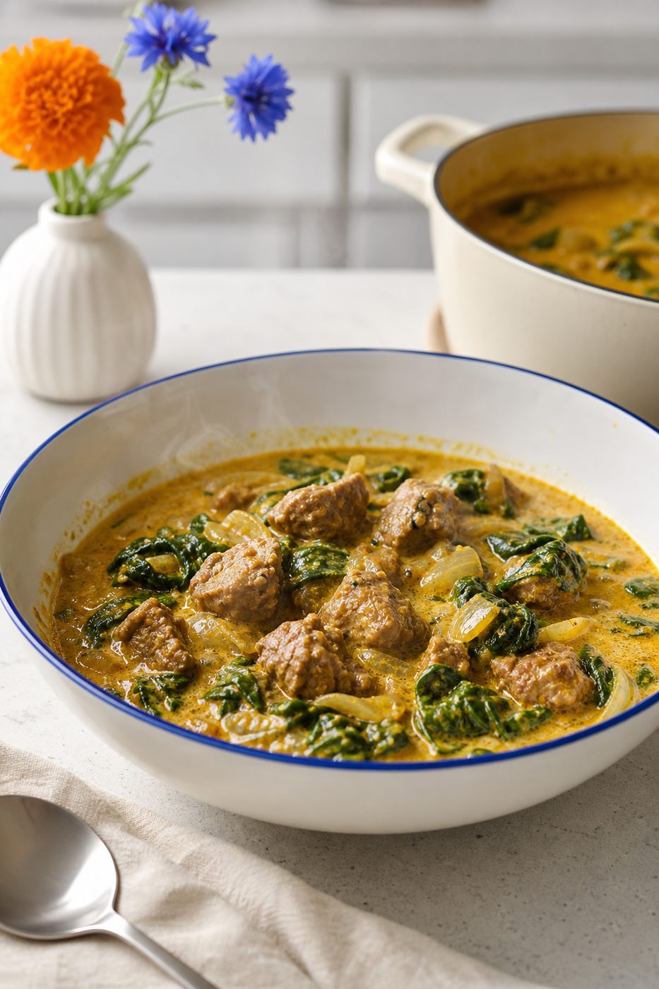 Lamm-Kokos-Curry mit Spinat