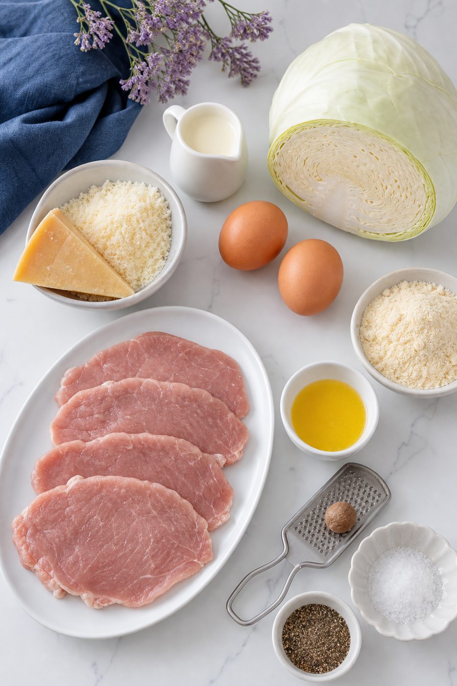 Zutaten für Parmesan-Schnitzel mit Rahmkohl