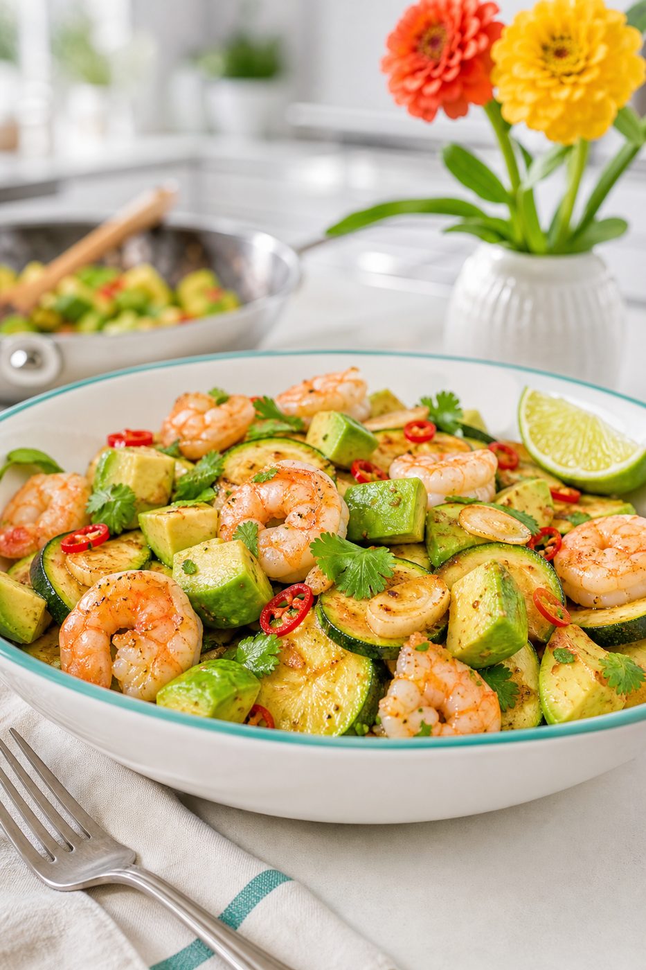 Garnelen-Avocado-Limetten-Pfanne
