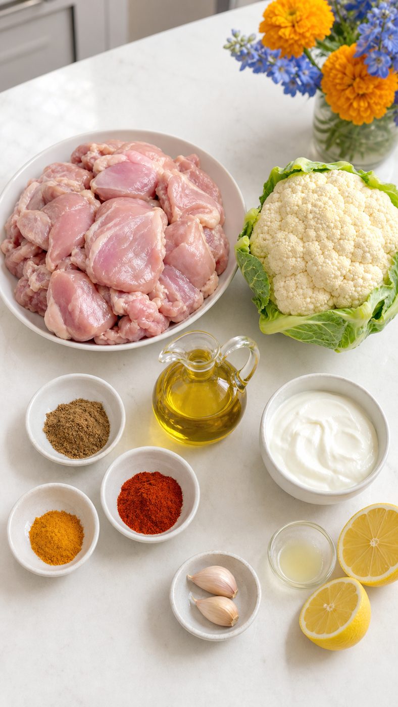 Zutaten für Hähnchen-Shawarma mit Blumenkohlreis