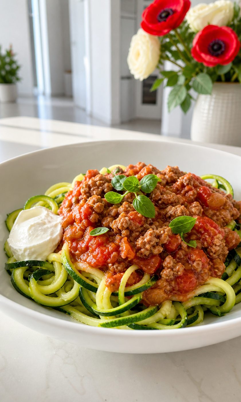 Zucchini-Bolognese mit Mascarpone