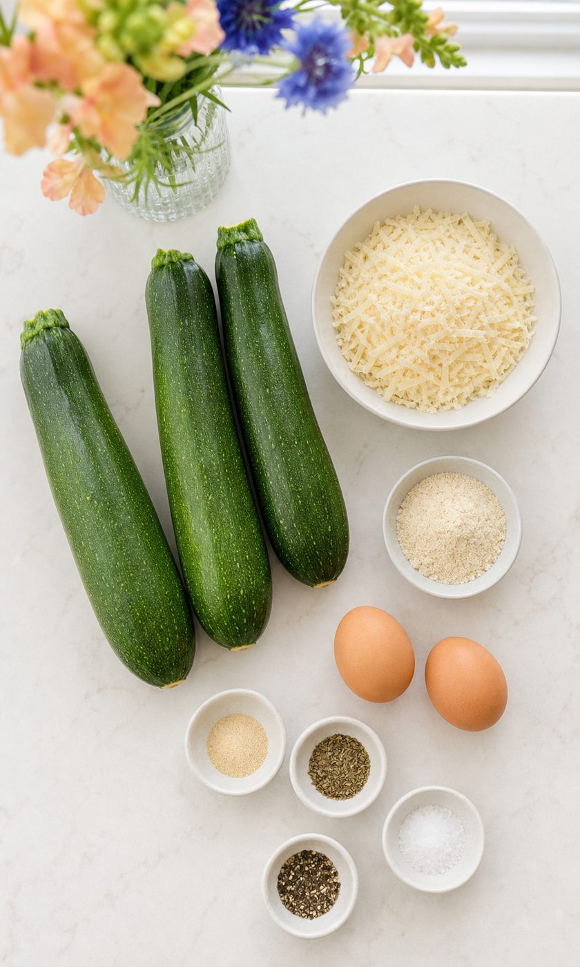 Zutaten für Parmesan-Zucchini-Sticks