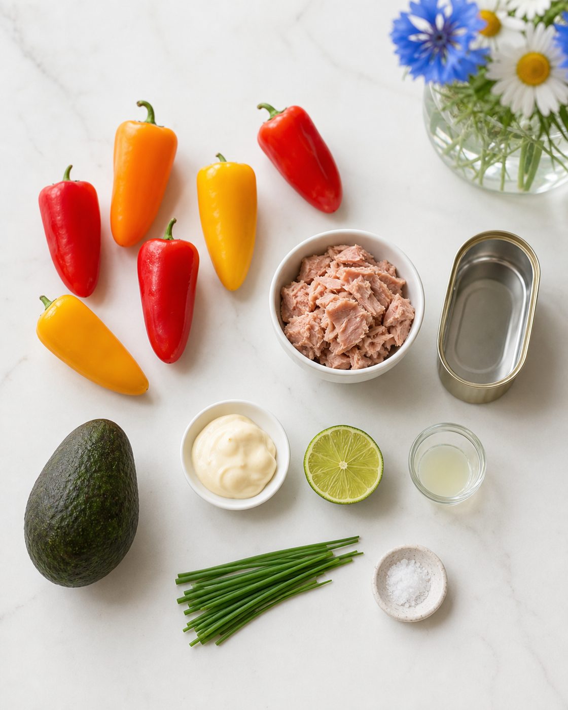Zutaten für Avocado-Thunfisch-Mini-Paprika
