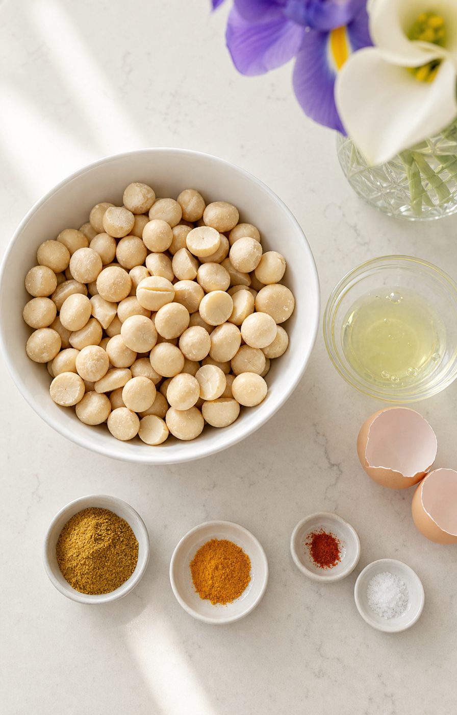 Zutaten für Curry-Macadamias