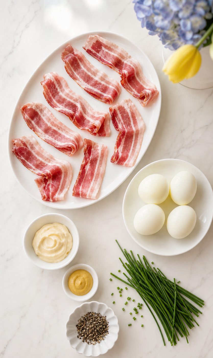 Zutaten für Bacon-Eiersalat-Cups