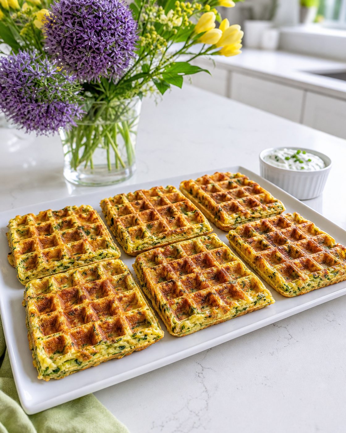 Zucchini-Cheddar-Waffeln