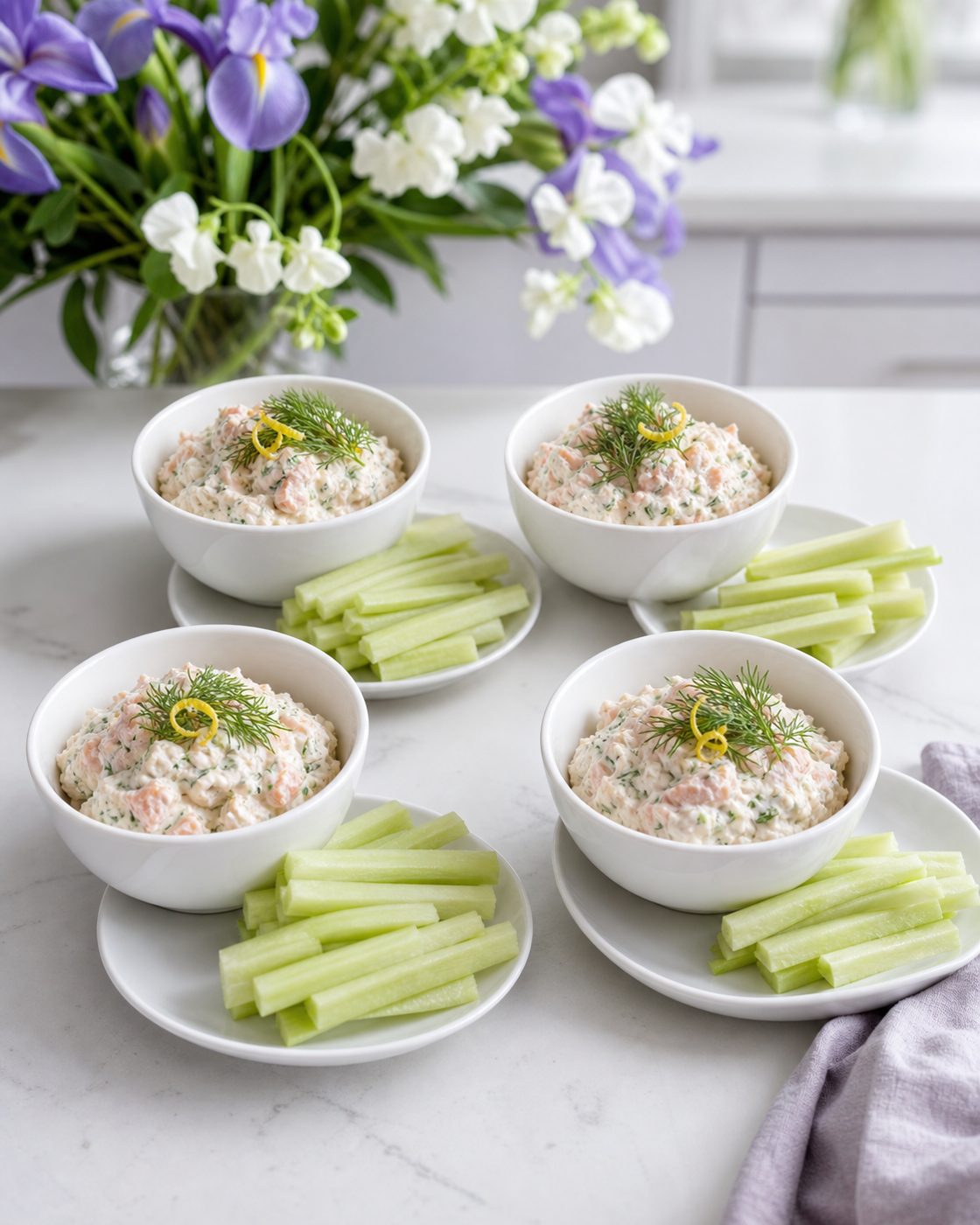 Räucherforellen-Dip mit Kohlrabi